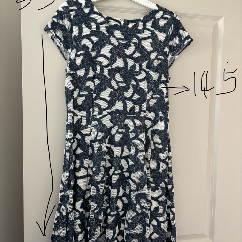Maison Jules Blue and White Fit and Flare Dress